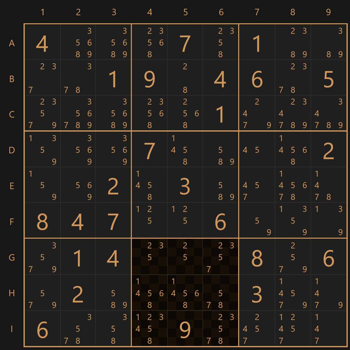 Pointing triples - Sudoku technique